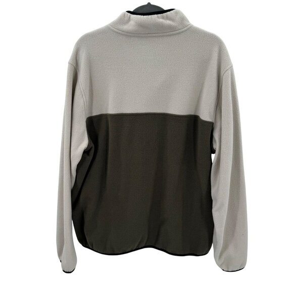 Lands End Mens Snap-T Pullover Cream/Olive Fleece XL - Picture 6 of 8